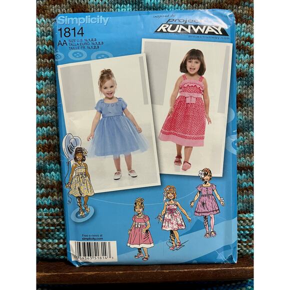 Simplicity Sewing pattern 1814 toddler dress tulle skirt size 1/2 1 2 3 - Picture 1 of 5